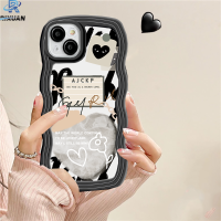 เคส Rixuan OPPO A38 A58 A78 A37 F5 F7 A77S A57 A17 A17K A12 OPPO A55 A54 A16K A96 A53 A76 A1K A15s A7 A16 A17 A3s A94 A5s A15 F9 Reno 5F A95 A9ฝาครอบด้านหลังเนื้อนิ่ม TPU ขอบลอนดอกไม้น้ำมันเคสภาพวาดเส้นขยุกขยิกหัวใจรัก