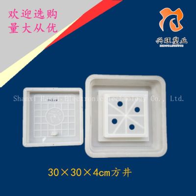 โรงงานขายตรง Fangjing แม่พิมพ์พลาสติกท่อระบายน้ำคอนกรีตสำเร็จรูปบล็อกตรวจสอบฝาปิดท่อระบายน้ำกล่องแม่พิมพ์พลาสติก 30*30*4