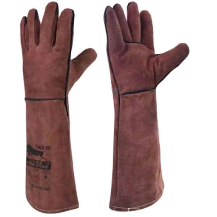 lwg19-ถุงมือหนังงานเชื่อม-ป้องกันความร้อน-สีน้ำตาล-ยาว-19-นิ้ว-protek-plus-สินค้าพร้อมส่ง