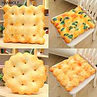 Creative Biscuits Plush Pillow Round Shape Square Sesame Plain Cookie Lifelike Food Snack Cushion Plushie Props 3 Kinds