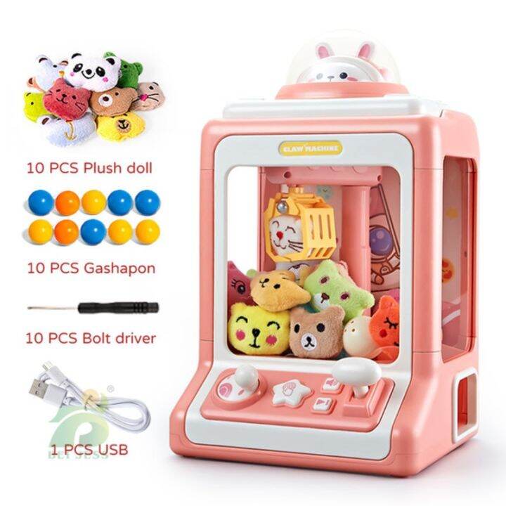 DIY Automatic Doll Machine Kids Coin Operated Play Game Mini Claw