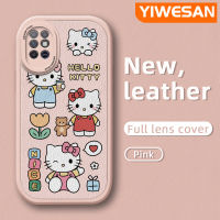 YIWESAN เคสสำหรับ Infinix Note 8 X692เคสโทรศัพท์หนังนิ่มลายการ์ตูนแมวน่ารักกับดอกไม้ดีไซน์ใหม่เคสกล้องคลุมทั้งหมดเคสกันกระแทกขอบสีเคสนิ่ม