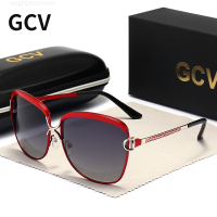 แว่นแว่นกันแดดผู้หญิงแบบไล่ระดับสีโพลาไรซ์ GCV สำหรับสุภาพสตรีเลนส์กลมแว่นตากันแดดสี่เหลี่ยมหรูหรายี่ห้อ Oculos Lunette De Soleil Femme Fnhg