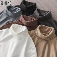 Suikone สีทึบคอเต่าของผู้ชายผ้ากำมะหยี่บางๆอบอุ่นเสื้อยาวปิดถึงก้นเรียบง่ายสบายๆและเสื้อยืดอเนกประสงค์