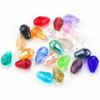 Best Sell Crystal Tear Drop Shape Beads Glass Beads 6X8MM8X10MM Loose Spacer Round Beads For Jewelry Making DIY 24 Colors