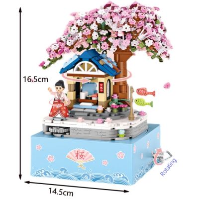 LOZ Japan Under The Sakura Tree Mini Block Music Box Building Bricks Totoro Kimono Figures Educational Toys Collection for Gift