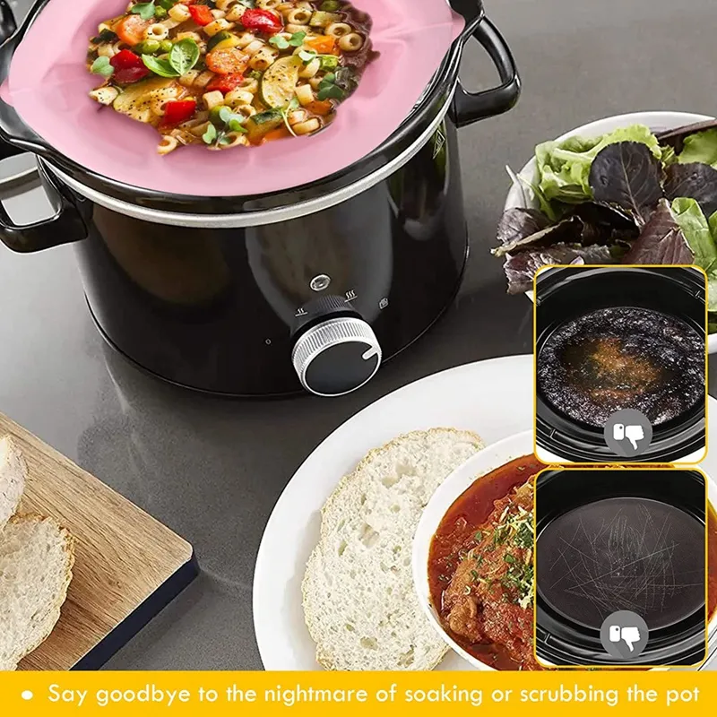 1pc Slow Cooker Liners - Reusable Pot Liner Leakproof & Easy Clean Silicone  Divider Fit 6-8 Quarts Slow Cooker Oval Or Round Pot