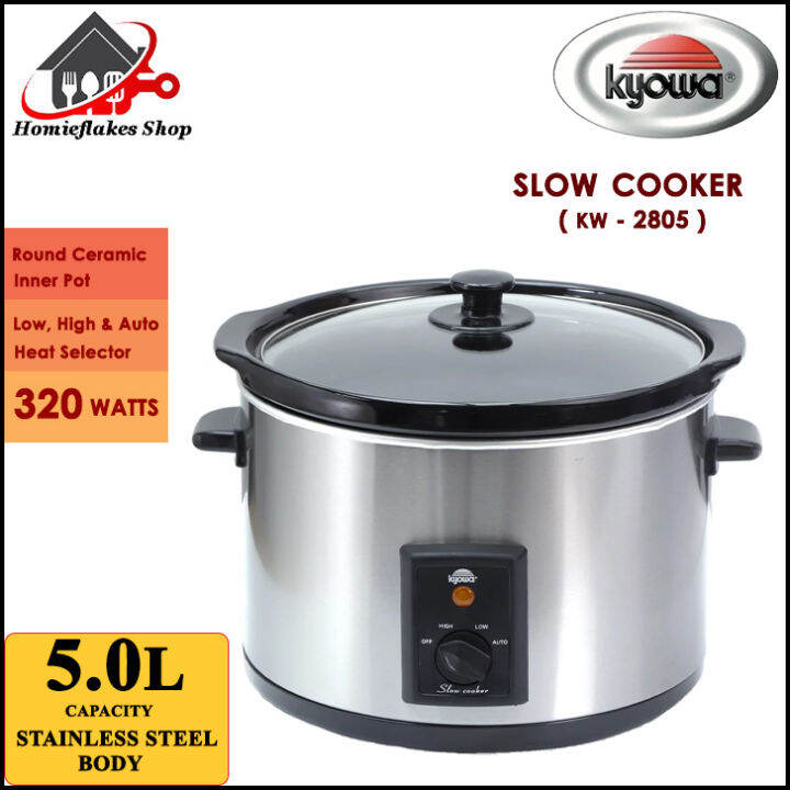 KyowaKW2805 Slow Cooker 5.0L Capacity Round Ceramic Inner Pot Low