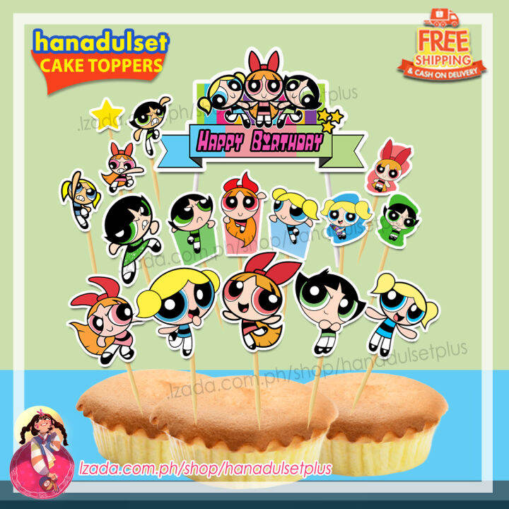 Powerpuff Girls ♥ hdsph Happy birthday Cup Cake Topper [SET] | Lazada PH