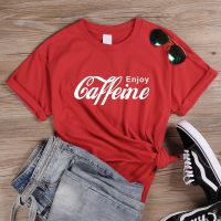 Onseme Tees Enjoy Caffeine Letter Print T Funny Cola T Shirts Basic Cotton