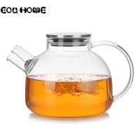 1000ml/1800ml Glass Teapots Heat Resistant Kettle Cold Water Jug with Stainless Steel Lid Kung Fu Tea Set Clear Juice Container