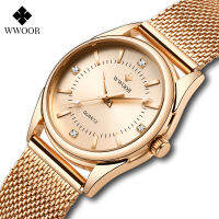 WWOOR 2021 Luxury Diamond Woman Watch Women Rose Gold Small Bracelet Wrist Watches Gifts For Women Quartz Clock Relogio Feminino