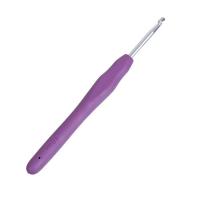 【YF】 4mm TPR Aluminum Crochet Hooks Hand Sewing Needles Grip Purple Soft Rubber Handle Yarn Knitting 13.7cm x1.3cm(5 3/8  x 4/8)2PCs