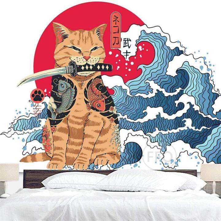 cw-japanese-samurai-cat-tapestry-wall-hanging-ocean-wave-tapestry-aesthetic-room-decor-tapestries-bed-cover-cars-home-decoration