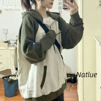 Natlux เสื้อฮู้ด เสื้อแขนยาวอบอุ่น หลวมและสบาย วินเทจ สบาย เท่ แฟชั่น A28J19C 39Z230925