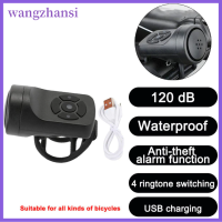 Wangzhansi วงแหวนกริ่งติดแฮนด์4โหมดแตรดังไฟฟ้าสำหรับมอเตอร์ไซค์ USB แบบชาร์จได้จักรยาน