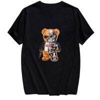 Bear and Robot Cotton T-Shirt Fashion Summer Men Harajuku Style T-Shirts Hip Hop Casual Cotton Tees Drop Shipping XS-4XL-5XL-6XL