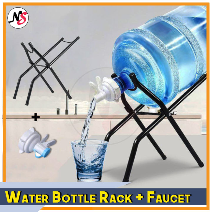 (VARIATION) Water Bottle Dispenser Rack With Faucet Tap Metal Gallon