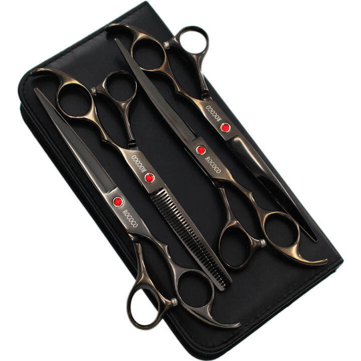 7 Inch Pet Scissor Dog Grooming 4 Piece Scissor Set Cat Scissor Cut Hair Thinning Curved Scissor