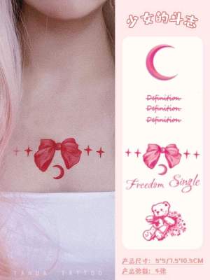 She painted girls colorful tattoo stickers waterproof and durable female sense stickers Japanese bowknot moon simulation fresh