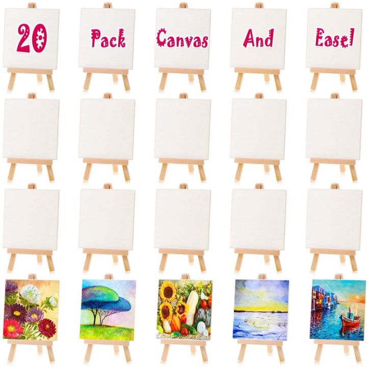 40pcs-mini-canvas-drawing-board-with-easel-painting-canvas-panel-suitable-for-art-painting-party-supplies