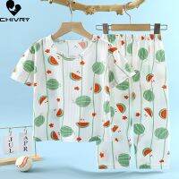 Thin New 2023 Boys Watermelon Short Sleeve with Pants Baby Sleepwear Loungewear