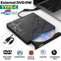 USB 3.0 &amp;Type C DVD Drive, CD Burner Driver Drive-free High-speed Read-write Recorder, External DVD-RW Player Writer Reader