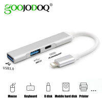 เคส GOOJODOQ USB-C ฮับ USB USB 3.0 Hub ประเภท C USB Splitter Lightning Bolt USB-C OTG อแดปเตอร์แบบที่ตั้งสำหรับแล็ปท็อปแมคบุ๊ค