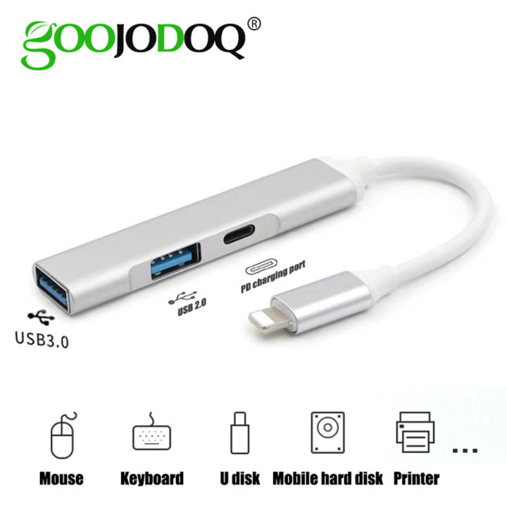 GOOJODOQ USB-C Hub USB  Hub Bộ Chia USB Loại C Lightning Bolt, Bộ Chuyển  Đổi Dock USB-C OTG Đối Với Macbook Máy Tính Xách Tay 