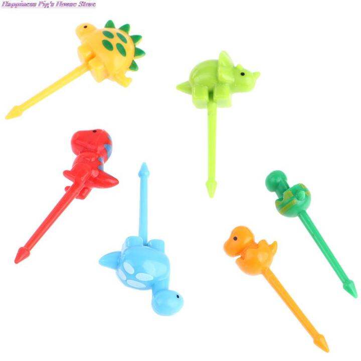 6pcsset-dinosaur-mini-animal-cartoon-food-picks-children-snack-fruit-fork-cartoon-animal-bento-stickers