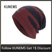 [Hana Clothing Store] KUNEMS แฟชั่นลายถักหมวกสำหรับผู้ชาย Bonnets ฤดูหนาวที่อบอุ่น Beanies หมวกสบายๆนุ่มหมวกพ่อหมวก Gorras Hombre