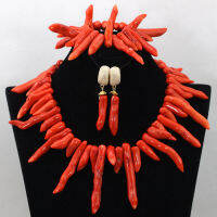 African Coral Jewelry Necklace Set Chunky African Coral Beads Necklace Set Bridal Jewellery Set Free Shipping CNR435