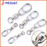 HESUOI 5Pcs/Pack เสริมสร้าง อุปกรณ์ตกปลา ตะขอเกี่ยวสแตนเลส แหวนแยกรูปไข่ ขั้วต่อจิ๊ก แบริ่งหมุน สแน็ปกลิ้ง