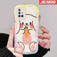 JIUMOO เคส A71ปลอกสำหรับ Samsung กาแล็คซี่ A72 4G A72 5G ลายการ์ตูนน่ารักยิ้มโชคดีเนื้อครีมกระต่ายขอบนุ่มกันกระแทกแบบใสเคสมือถือโปร่งใสลายกล้องถ่ายรูปที่สร้างสรรค์เคสซิลิกาเจลป้องกัน