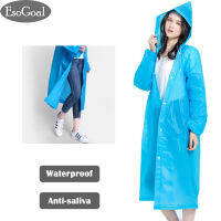 EsoGoal เสื้อกันฝน Transparent Raincoat Poncho Rainwear EVA Rain Cape Waterproof Portable Environmental Light Rain Coat with Hat Long Use Thick Unisex for Outdoor and Travel