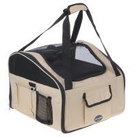 Petcomer Portable Pet Travel Carrier Dog Cat Puppy Car Seat Carrier Travel Tote Crate Bag (Beige, S:40*34*26CM)