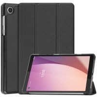 สำหรับ Lenovo Tab M8 4th Gen/ TB-300FU Custer Pure Casing Tablet หนัง3ชั้นวางของ (สีดำ)