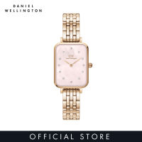 Daniel Wellington Quadro Lumine 20x26mm 5-Link Rose Gold MOP Pink Dial - Watch for women - Stainless Steel watch strap - Square Crystals Dial - Mother of pearl dial - DW official - Womens watch - Female watch - Ladies watch - Authentic นาฬิกา ผู้หญิง