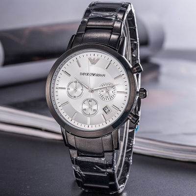 Armani นาฬิกาควอตซ์แฟชั่นสำหรับผู้ชาย,นาฬิกาลำลองแบบนักธุรกิจสายสเตนเลสนาฬิกาใส่ได้ทุกโอกาสของแท้