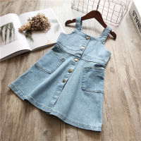 2020 Summer Girls Dress Sleeveless Denim Wash Strap Dress Princess Dress Baby Clothes Toddler Childrens Kids Girls Clothing