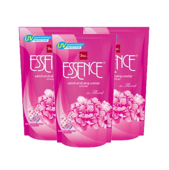 เอสเซ้นซ์-essence-น้ำยาปรับผ้านุ่ม-สูตรมาตรฐาน-กลิ่นฟลอรัล-เอสเซ้นซ์-สีชมพู-600-มล-x-3-ถุง-รหัสสินค้า-muy155040q