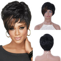 BCHR Short Pixie Cut Wigs With Bangs Natural Looking Synthetic Fiber Hair Wigs For Women For Daily Party Halloween Use