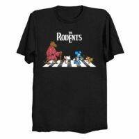 Hot Sales Fashion The Rodents Splinter Brain Itchy Jerry Abbey Road Parody Cartoon Black MenS Cotton T-Shirt