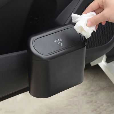 hot！【DT】✌  Car Trash Bin Hanging Garbage Dust Storage Abs Pressing Type Can Interior Accessories