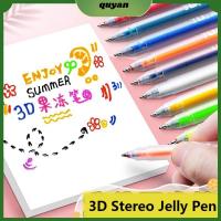 QUYAN 6PCS/Set 3D สามมิติ ปากกาเจลลี่สเตอริโอ3D หลายสี แก้วโลหะเซรามิก ปากกาไฮไลท์ ที่มีคุณภาพสูง ปากกาบัญชีมือ สำหรับนักเรียน