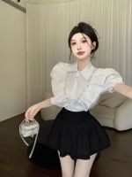 Flounce shirt short beautiful western style suits female minus age skirt spice bust of tall waist summer two-piece outfit