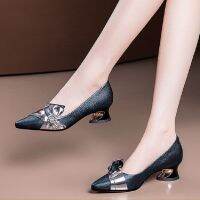 Marlisasa Women Cute Plus Size Red Party Square Heel Pump with Bow Tie Lady Casual Black Pu Leather Night Club Heel Shoes H6406o