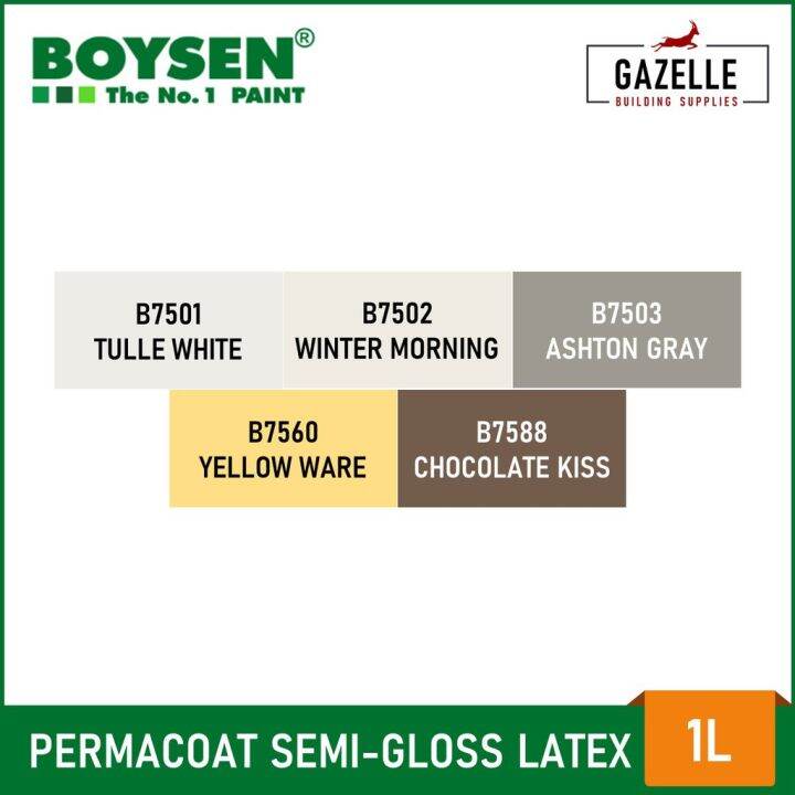 Boysen Permacoat SemiGloss Latex Paint Winter Morning B7502 1 Liter