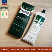 Proraso® Shaving Cream, Refreshing and Toning 500 mL ครีมโกนหนวด ชนิดถุงขนาดใหญ่