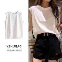 COD dsfgerrety DaDuHey? summer new loose round neck fashion ladies vest white inner bottoming shirt large size sleeveless top